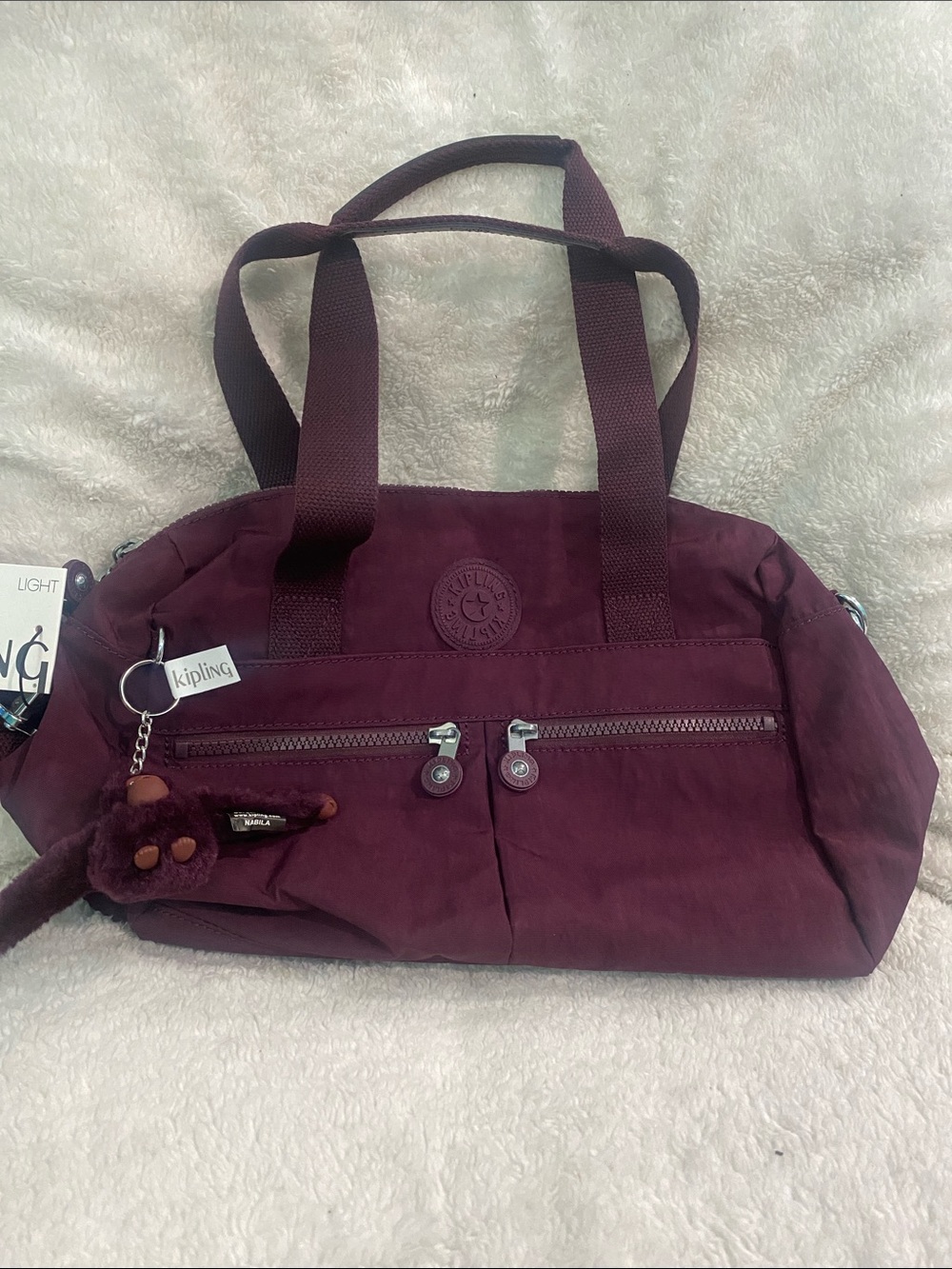 🆕Kipling Klara Satchel Tote, Color- Dark Plum Tonal